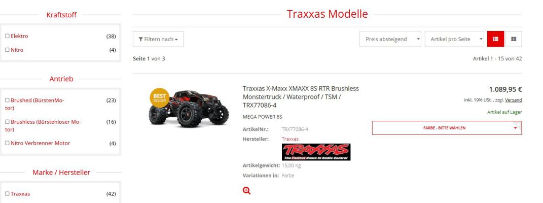 Traxxas Modelle jetzt farblich sortiert und nach Farbe bestellbar! - Traxxas Modelle jetzt farblich sortiert und nach Farbe bestellbar!