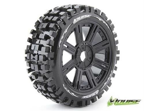 LOUISE 1/8 Buggy Räder B-ulldoze soft Speichen-Felge schwarz / T324SB