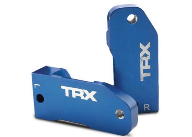 Traxxas Rustler/Stampede/ Rustler® VXL Lenkhebelhalter (l+r) 30° Alu blau / TRX3632A