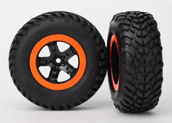 Traxxas Reifen+Felge montiert (2) S1-Compund Foam-Einlage Slash hi/4x4 vo/hi schw/orange Beadlock / TRX5863R