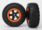 Traxxas Reifen+Felge montiert (2) S1-Compund Foam-Einlage Slash hi/4x4 vo/hi schw/orange Beadlock / TRX5863R