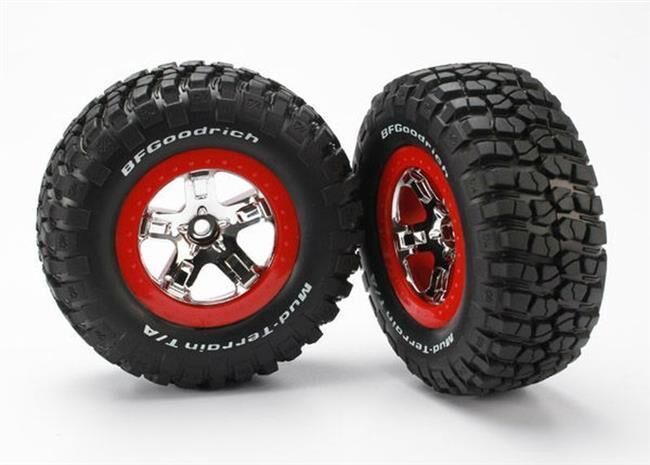 Traxxas Reifen+Felge montiert Slash vo rot/chrome / TRX5869