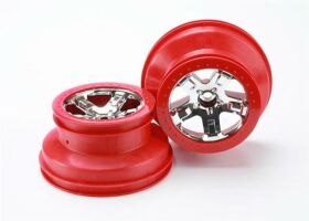 Traxxas Felgen SCT chrome 2WD vorn Slash rot Beadlock /...