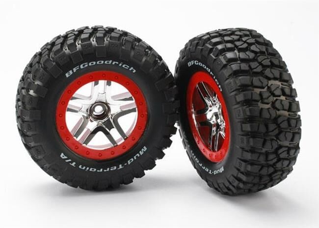 Traxxas Reifen auf Felge vorn Slash rot Beadlock / TRX5877A