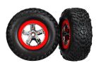 Traxxas Reifen+Felge montiert 2.2/3.0 Slash 2WD hi / 4x4 vo/hi chrome/rot Beadlock / TRX5887