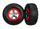 Traxxas Reifen+Felge montiert 2.2/3.0 Slash 2WD vo chrome/rot Beadlock / TRX5888