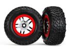 Traxxas Reifen+Felge montiert 2.2/3.0 SCT Split-Spoke/Foam-Einlage Slash 2WD hi / 4x4 vo/hi chrome/rot Beadlock für TSM / TRX6891