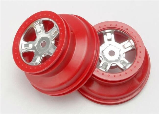 Traxxas Felgen SCT satin chrom/rot 1:16 Slash / TRX7072A