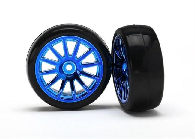 Traxxas Slick-Reifen auf Felge blau/ TRX7573R