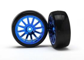 Traxxas Slick-Reifen auf Felge blau/ TRX7573R