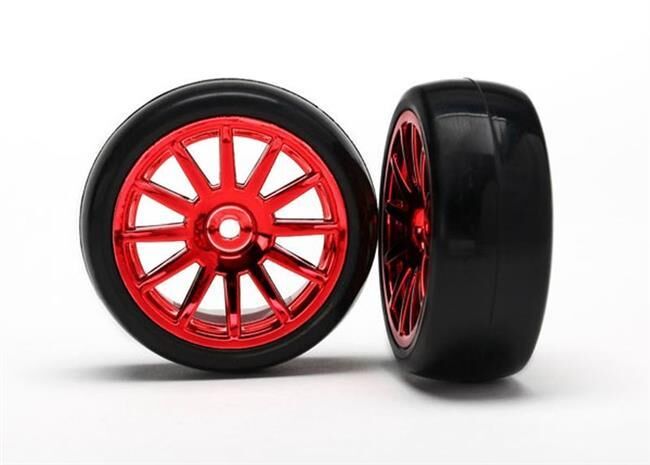 Traxxas Slick-Reifen auf Felge rot/ TRX7573X