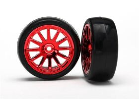 Traxxas Slick-Reifen auf Felge rot/ TRX7573X
