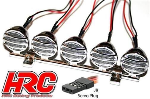 HRC Racing Lichtset 1/10 oder Monster Truck LED JR Stecker Dachleuchten oder Rammerleuchten Stange (Chrome Teile inclusive) / HRC8721