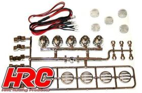 HRC Racing Lichtset 1/10 oder Monster Truck LED JR Stecker Dachleuchten oder Rammerleuchten Stange (Chrome Teile inclusive) / HRC8721