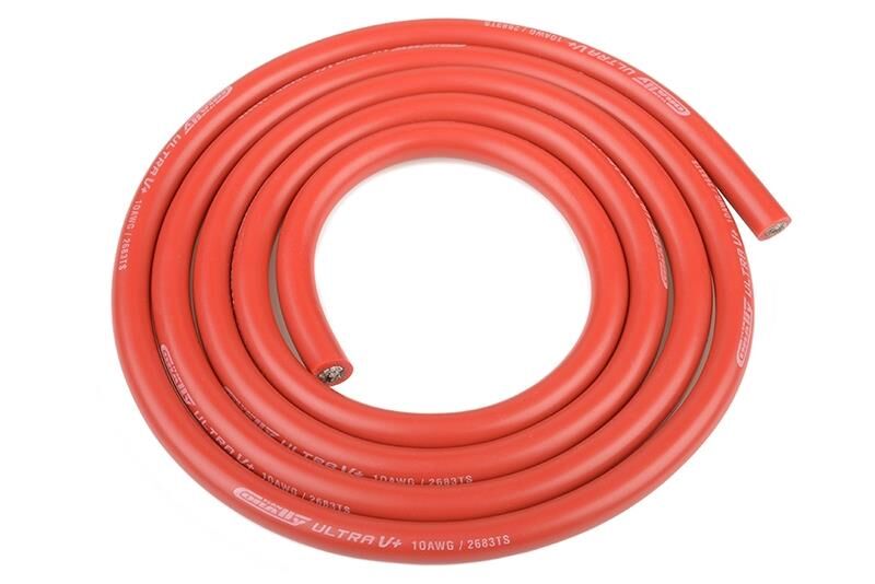 Team Corally Ultra V+ Silikon Kabel Extrem hochflexibel Rot 10AWG 2683 / 0.05 Stränge AD 5.5mm 1m / C-50105