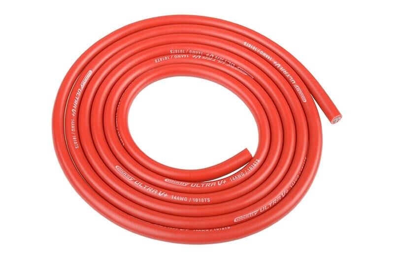 Team Corally Ultra V+ Silikon Kabel Extrem hochflexibel Rot 14AWG 1018 / 0.05 Stränge AD 3.5mm 1m / C-50120
