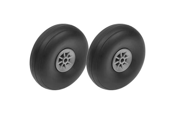 G-Force RC Flugzeug-Räder Gummi mit Nylon Felge 57mm Schaft Du. 3mm 2 St / GF-3165-004