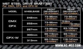 MST-Racing CFX-W Steel drive shaft set 99-119mm / MST210569