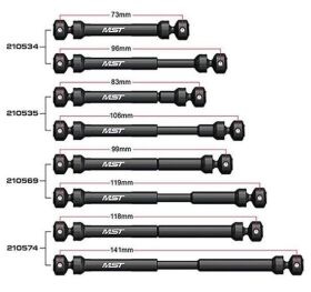 MST-Racing CFX-W Steel drive shaft set 99-119mm / MST210569