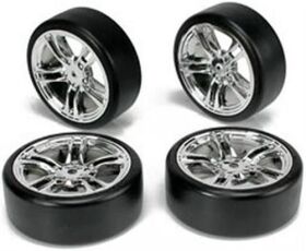 Team Magic Reifen 1/10 Drift montiert 5 Spoke Silber...