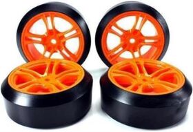 Team Magic Reifen 1/10 Drift montiert 5 Spoke Orange...