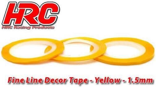 HRC Racing Feines Liniendekor-Klebeband 1.5mm x 15m Gelb (15m) / HRC5061YE15
