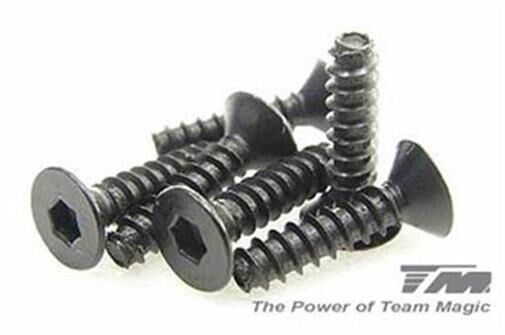 Team Magic Schrauben Senkkopf selbstschneidend Hex (Allen) 3 x 12mm (6 Stk.) / TM116312