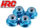 HRC Racing Radmuttern M4 nyloc geflanscht Aluminium Blau (4 Stk.) / HRC1051BL