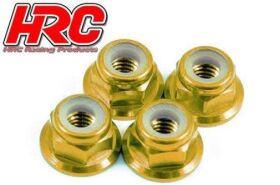 HRC Racing Radmuttern M4 nyloc geflanscht Aluminium Gold...