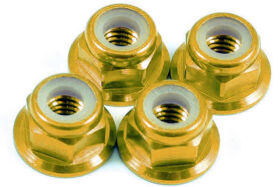 HRC Racing Radmuttern M4 nyloc geflanscht Aluminium Gold...