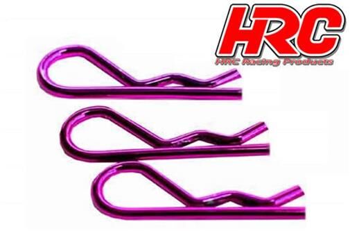 HRC Racing Karosserieklammern 1/8 Kurz Klein Kopf Purple (10 Stk.) / HRC2073PU