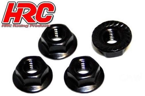 HRC Racing Radmuttern TSW Pro Racing M4 serrated geflanscht Stahl Schwarz (4 Stk.) / HRC1052BK