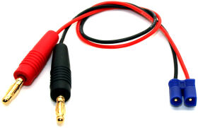 HRC Racing Ladekabel 4mm Bullet zu EC2 Stecker 300mm Gold / HRC9107