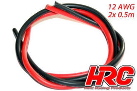 HRC Racing Kabel 12 AWG/ 3.3mm2 Silber (680 x 0.08) Rot...