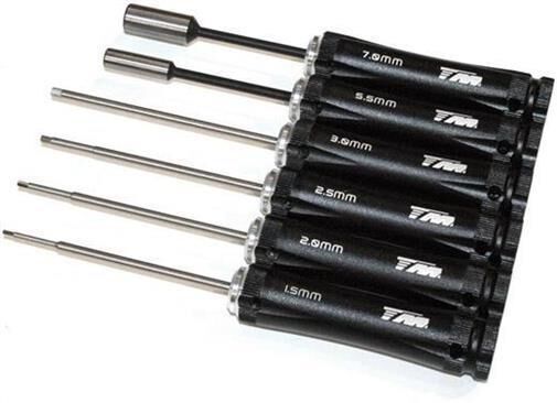 Team Magic Werkzeugsatz Team Magic Black Magic RC 6 kant Schlüssel 1.5 / 2 / 2.5 / 3mm, HEX Schraubenzieher und 5.5 / 7.0 Mutternschlüssel / TM117059
