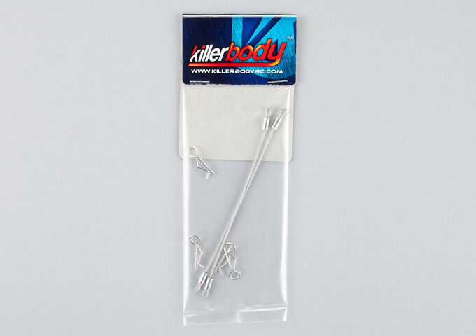 KillerBody Karosserieklammern 1/10 mit 100mm Metal Cord (4 + 2 Stk.) / KBD48362