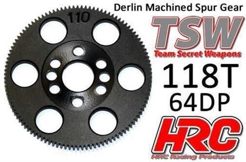HRC Racing Hauptzahnrad 64DP Low Friction Gefräst Delrin 118Z / HRC764118T