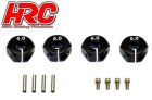 HRC Racing Tuningteil 1/10 Touring / Drift Aluminium 12mm Radmitnehmer 6mm Breit Schwarz (4 Stk.) / HRC1082BK6