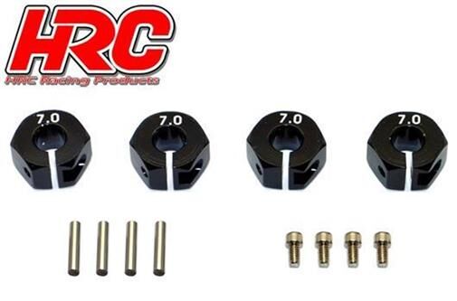 HRC Racing Tuningteil 1/10 Touring / Drift Aluminium 12mm Radmitnehmer 7mm Breit Schwarz (4 Stk.) / HRC1082BK7