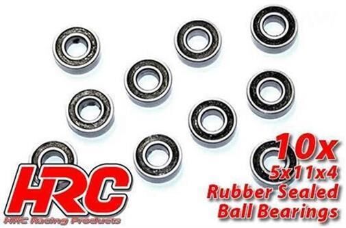 HRC Racing Kugellager metrisch 5x11x4mm Gummidichtung (10 Stk.) / HRC1240RS