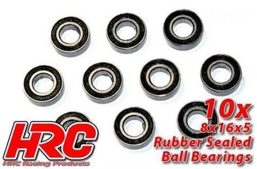 HRC Racing Kugellager metrisch 8x16x5mm Gummidichtung (10 Stk.) / HRC1272RS