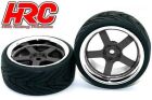 HRC Racing Reifen 1/10 Touring montiert 5-Stars Schwarz/Chrome Felgen 12mm hex HRC High Grip Street-V (2 Stk.) / HRC61013/2