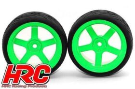 HRC Racing Reifen 1/10 Touring montiert 5-Spoke Grün...