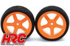 HRC Racing Reifen 1/10 Touring montiert 5-Spoke Orange Felgen 12mm Hex HRC Street-V II (2 Stk.) / HRC61021OR