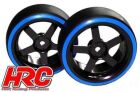 HRC Racing Reifen 1/10 Drift montiert 5-Spoke Felgen 3mm Offset Dual Color Slick Schwarz/Blau (2 Stk.) / HRC61061BL