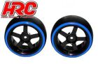 HRC Racing Reifen 1/10 Drift montiert 5-Spoke Felgen 3mm Offset Dual Color Slick Schwarz/Blau (2 Stk.) / HRC61061BL