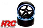 HRC Racing Reifen 1/10 Drift montiert 5-Spoke Felgen 6mm Offset Dual Color Slick Schwarz/Blau (2 Stk.) / HRC61062BL