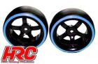 HRC Racing Reifen 1/10 Drift montiert 5-Spoke Felgen 6mm Offset Dual Color Slick Schwarz/Blau (2 Stk.) / HRC61062BL