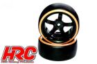 HRC Racing Reifen 1/10 Drift montiert 5-Spoke Felgen 6mm Offset Dual Color Slick Schwarz/Orange (2 Stk.) / HRC61062OR