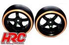 HRC Racing Reifen 1/10 Drift montiert 5-Spoke Felgen 6mm Offset Dual Color Slick Schwarz/Orange (2 Stk.) / HRC61062OR